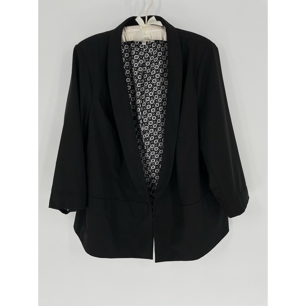 Daniel Rainn Jacket Blazer Womens Plus 2X Black White Lined Stretch
